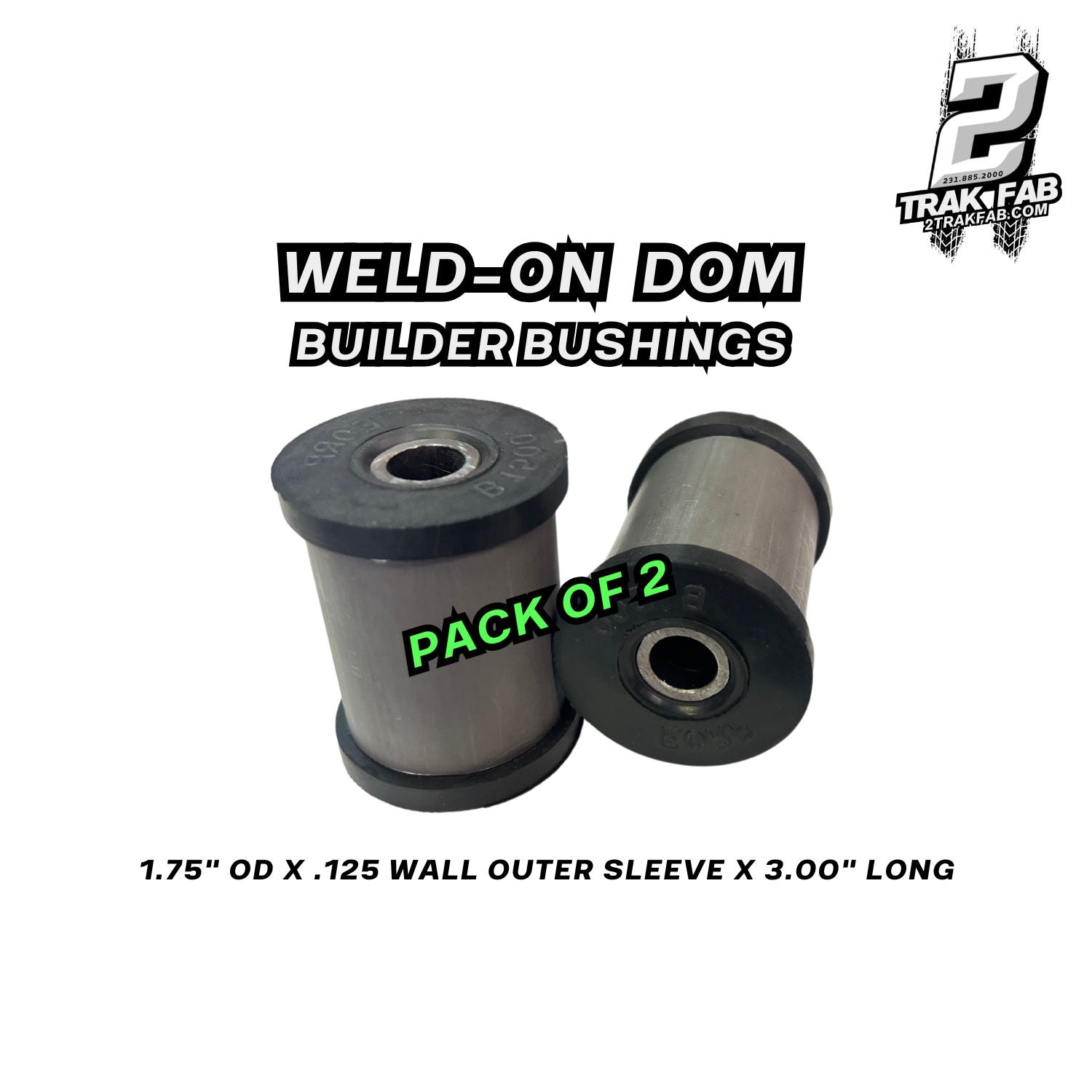 thumbnail image 2 of Weld-On DOM Builder Bushings - 2 Pack, 2 OD X 0.250 Wall X 3 Long With Rubber Inserts 2 of 3
